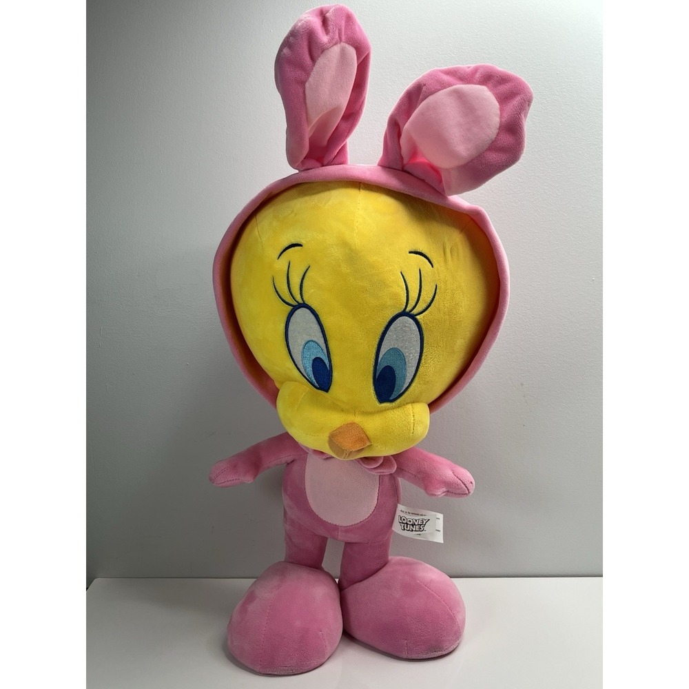 Looney Tunes Tweety Bird Easter Bunny Plush 19" Pink Warner Bros WBEI Large‎